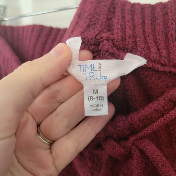 Time and Tru Burgundy Knit Pull On Pants Size Medium - Picture 4 of 5